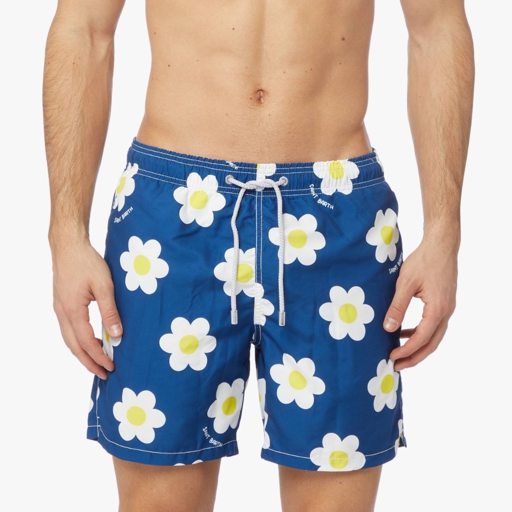 MEN'S MC2 SAINT BARTH CLASSIC SWIM TRUNKS SHORTS SIZE LARGE DAISY PRINT NWOT